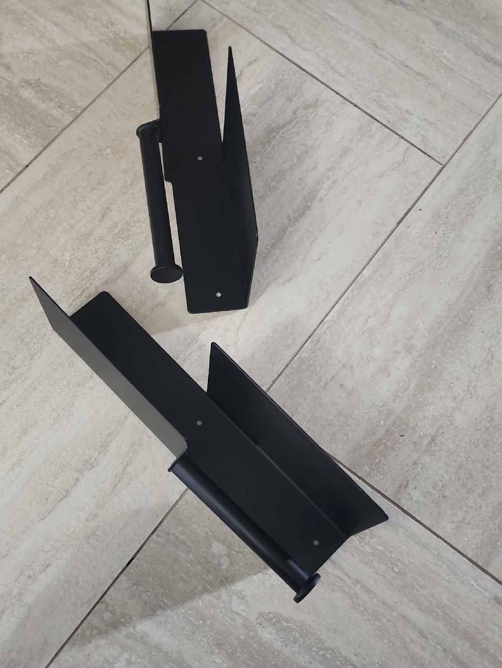 2 Matte Black Metal Shelf toilet paper Brackets - Pair